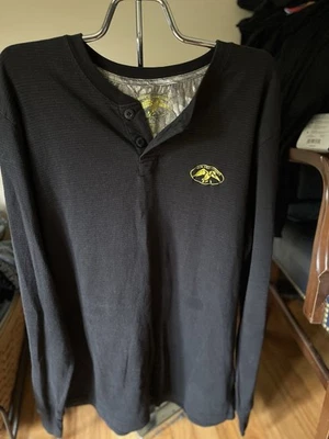 Duck Commander Black Long Sleeve Henley 1/4 Button Thermal Shirt Size XL - Image 1 of 3
