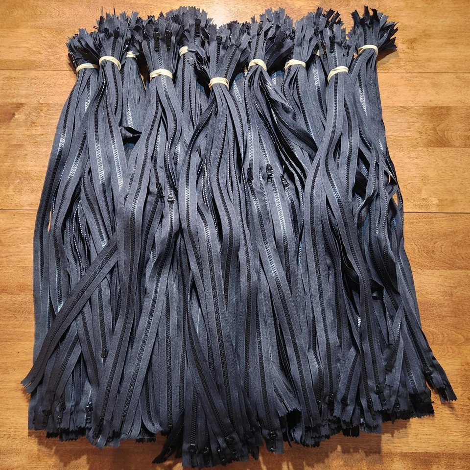 Lote a granel de 425 cremalleras Vislon YKK #5 28" negras 2 vías, tapicería/bolsa cerrada Foto 1 de 4