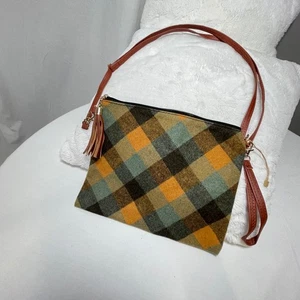 Plaid Crossbody Bag Purse with Tassel Accent and Adjustable Strap - Picture 1 of 7