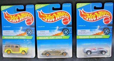 3 peças 1995 Hot Wheels TREASURE HUNT SERIES #1 #2 #3 Woodie Auburn Ferrari - Imagem 1 de 4