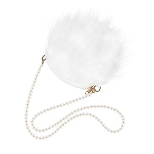 Borsa donna pelliccia catena perle ascelle viaggio sposa soffice peluche ragazza - Foto 1 di 12