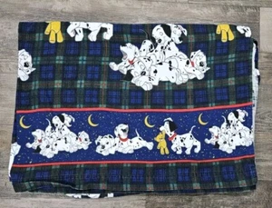 Vintage Disney 101 DALMATIANS Twin-Size PLAID FLANNEL Fabric Flat Sheet ONLY!  - Picture 1 of 6