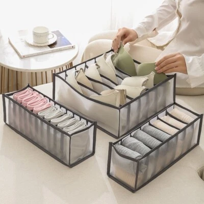 3PCs Underwear Drawer Organizer Storage Box Foldable Closet Organizers Drawer - Image 1 of 4