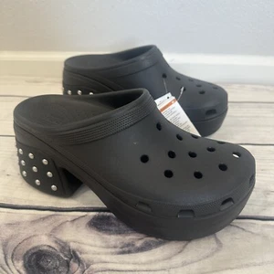 CROCS SIREN STUDDED CLOGS Black W/ Silver Studs SOLD OUT Men 12 Women 14 - Picture 1 of 12