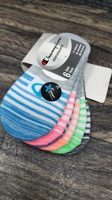 Nova meia forro invisível Champion feminina desempenho (pacote com 6 pares) tamanho 5-9 - Imagem 1 de 3