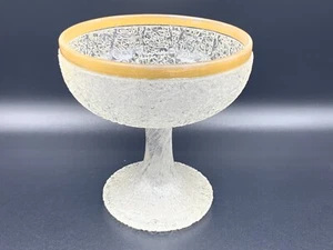 Bohemian Harrach Crackle Glass Comport Dessert Candy Dish Bowl Gilt Rim c.1890 - Picture 1 of 11