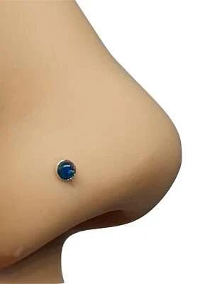 Borchia naso opale pietra di sangue gemma cristallo 22 g (0,6 mm) argento 925... - Immagine 1 di 4