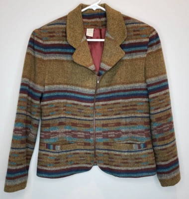 Blazer de Colección Para Mujer Medio Suroeste Navajo Mezcla de Lana Cremallera Hecho en EE. UU. Chaqueta Foto 1 de 4