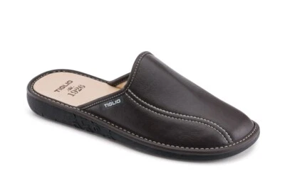 TIGLIO 858  BLU NERO TESTA DI MORO PANTOFOLE CIABATTE  UOMO  INVERNALI  ECOPELLE - Image 1 of 4