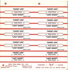 Jukebox Title Strip Sheet - Webb Pierce: "Sweet Lips" / "Last Night" from '61