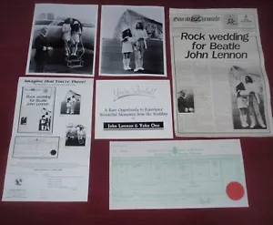 John Lennon Yoko Ono Marriage Certificate Lot 8x10 photos Newspaper Beatles CoA - Picture 1 of 7