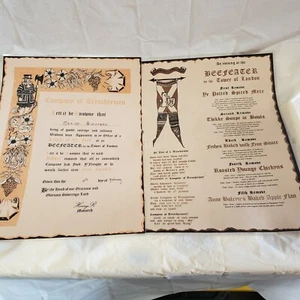 Beefeater by the Tower of London Menu Excerpt London England-2 Laminated Pages - Picture 1 of 12