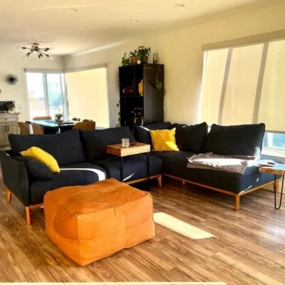 Unstuffed Handmade Leather Rectangular Pouf Pouffe Footstool Reststool Ottoman L - Image 1 of 4