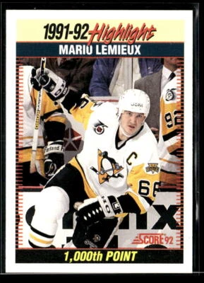 1992-93 Score #448 Mario Lemieux Pittsburgh Penguins HOF - Image 1 of 2