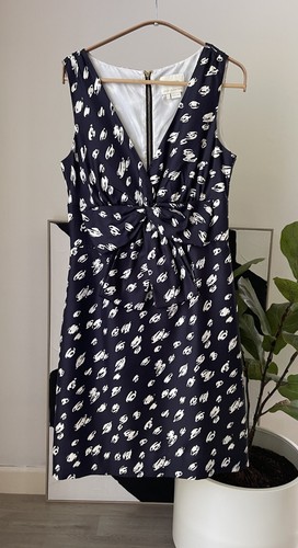 Abito tubino donna KATE SPADE Blaine blu navy seta fiocco taglia 6