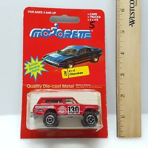 Vintage Majorette RED JEEP CHEROKEE 4x4 #130 Teletron - BAD CARD CRACKED BLISTER