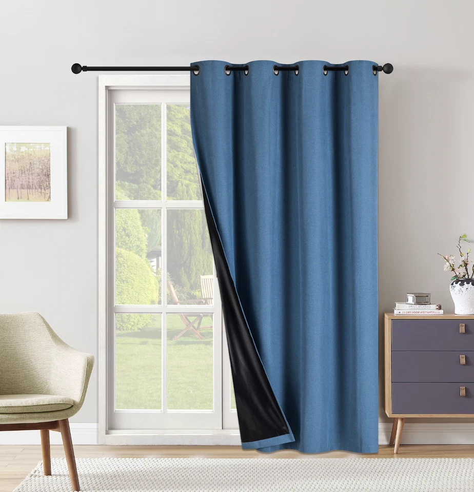 100% Blackout  EXTRA WIDE Window Curtain - Black Backing - 8 Grommets All Sizes - Image 1 of 1