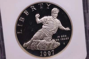 1997-S Jackie Robinson Silver Dollar Commemorative., NGC Pf-68., Store #0928 - Picture 1 of 3