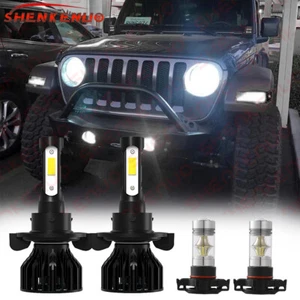 Jeep Wrangler JL 2018 2019 - 4 piezas 6000 k faros LED + kit de faros antiniebla - Imagen 1 de 12