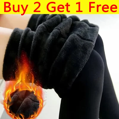 Ladies Thermal Fleece Lined Thick Warm Winter High Waist Tummy Control Leggings~ - Image 1 of 4