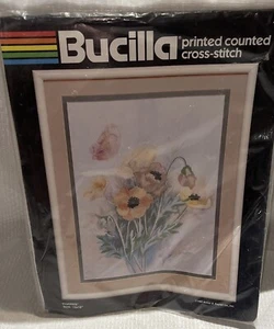 Bucilla gezähltes Kreuzstich-Set Vintage 1987 "Mohnblumen" ~ 12" x 16" NEU - Bild 1 von 6