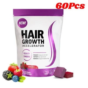 Hair Growth Accelerator Soft Chews, Hair Growth Vitamins Promote Hair 60Pcs - Picture 1 of 9