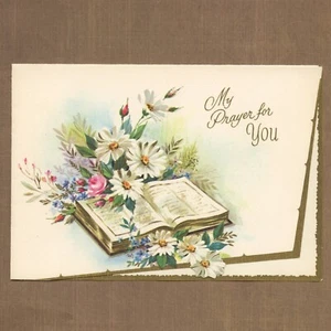Unused Vintage Quaint Shop Original RELIGIOUS GET WELL Card, Flower Bible Prayer - Picture 1 of 6