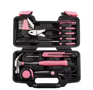 39-Piece Pink Tool Kit for Women, All-Purpose Household Tool Set with Toolbox - Picture 1 of 7
