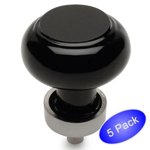 *5er Pack* Cosmas Satin Nickel & Schwarz Glas Vitrine Knöpfe #6355SN-X - Bild 1 von 1