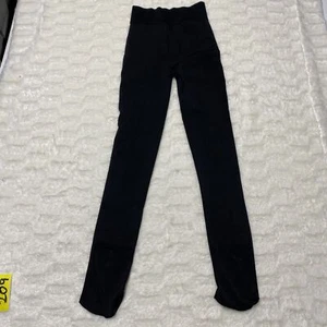 Girls Tight Black Elastic Waist Fitted Fleece Lined High Waisted Leggings - Picture 1 of 9