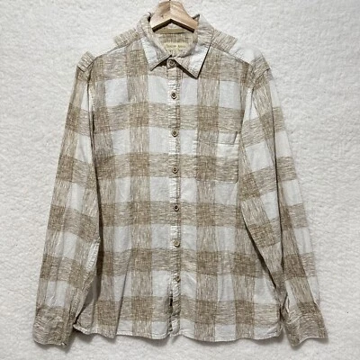 Camisa de lino manga larga TERRITORY ADVANCE beige a cuadros para hombre talla grande Foto 1 de 4