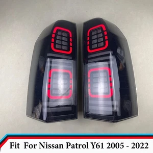 Pair For Nissan Patrol Y61 05-16 Smoke LED Rear Lamps Taillights Dynamic Signal - Picture 1 of 15