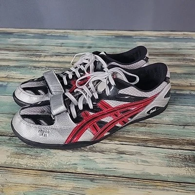 Zapatos de pista Asics para hombre 9 1/2 Speva Rhyno piel con cordones gris rojo GN808 Foto 1 de 4
