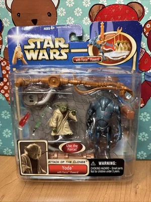 Juego de figuras Yoda & Battle Droid Star Wars Attack of the Clones Hasbro 2002 Foto 1 de 3