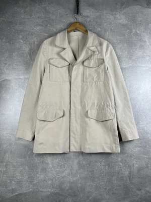 Brioni Safari Field 夹克标准版型米色棉意大利制造 2000 年代 M 码 — 第 1/4 张图片