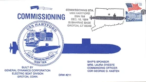 USS HARTFORD SSN-768 PUESTA EN MARCHA 10 DE DICIEMBRE 1994 GROTON CT CACHÉT - Imagen 1 de 1
