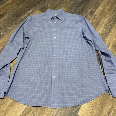 Camisa para hombre Charles Tyrwhitt calce ajustado azul/blanco cuadrados 17/36 pulgadas XL Foto 1 de 4