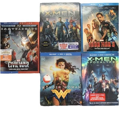 Superhero Blu-Ray Lot - X-Men, Iron Man 3, Wonder Woman, Captain America    Foto 1 de 4