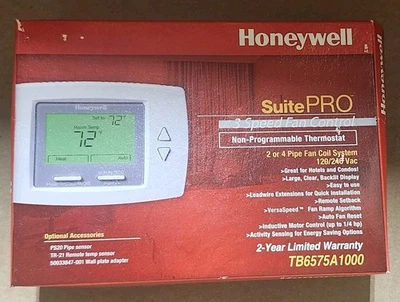 Honeywell TB6575A1000 Digital 3-Speed Fan Coil Thermostat - Image 1 of 2