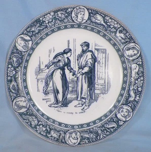 Wedgwood Ivanhoe Luncheon Plate Rebecca Money Garth Blue Transferware #1 As Is - Picture 1 of 6