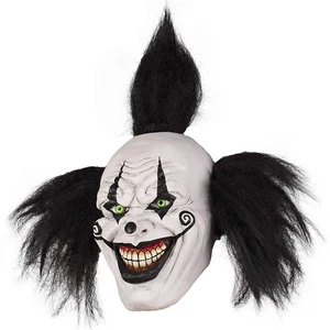 Halloween Evil Laughing Saw Clown Adult Costume Mask Creepy Killer Joker with Bl - Picture 1 of 4