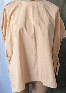 Zara Tan Cotton Poplin High/Low Popover Tunic L Oversize - Picture 1 of 5