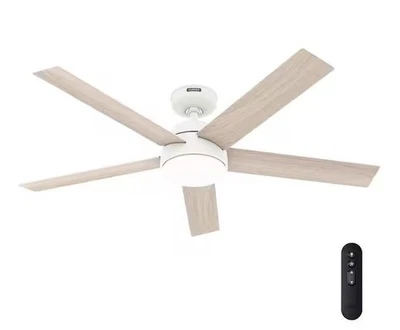 Sierra 52 in. Indoor/Outdoor Porcelain White Standard Ceiling Fan with LED Light - Image 1 of 3