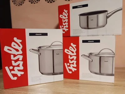 Set 3 pezzi pentole Fissler in acciaio inox con coperchio. Altissima qualità - Immagine 1 di 4