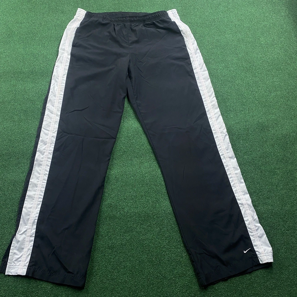 Винтажные мужские спортивные штаны Nike M черные с вышивкой Swoosh Y2K мешковатые 33x32 - Изображение 1 из 4