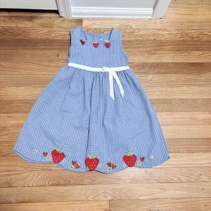 Vintage Mädchen Erdbeere Kleid Größe 6 - Bild 1 von 4