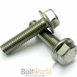 M8 (8mm) A2 STAINLESS HEXAGONAL FLANGE BOLTS WITH FREE A2 FULL NUT - Picture 1 of 2