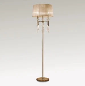 Lampada da terra piantana design classico ottone con paralume 3 luci MN-202 - Imagen 1 de 2