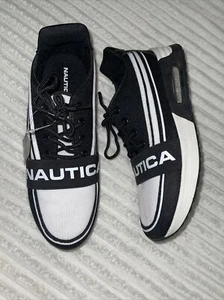 Nautica Womens Jale Black White Logo Comfort Cushion Sneakers Size 8.5 - Picture 1 of 7