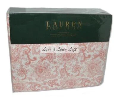 RALPH LAUREN Monaco Coral Pink Paisley 4P FULL SHEET SET NEW COTTON Flamingo Red - Image 1 of 3